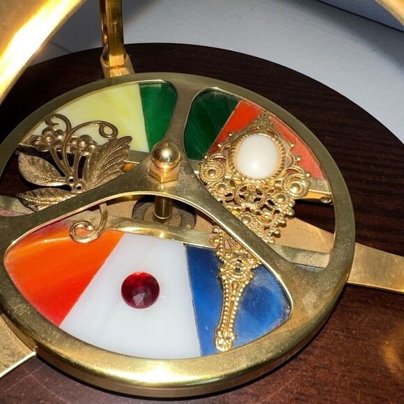 VTG GATCO Wind Up Wood Brass Moving Kaleidoscope Wheel & Music Stand Working - Picture 6 of 7